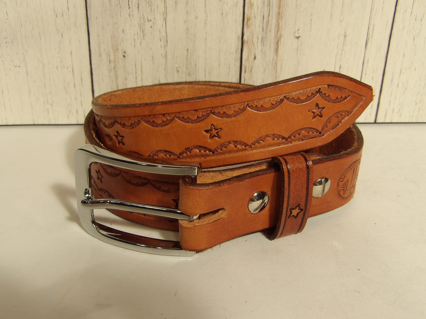 Girl Leather Belt ( Hand Stamped ) / Cinturon de piel para dama estampado