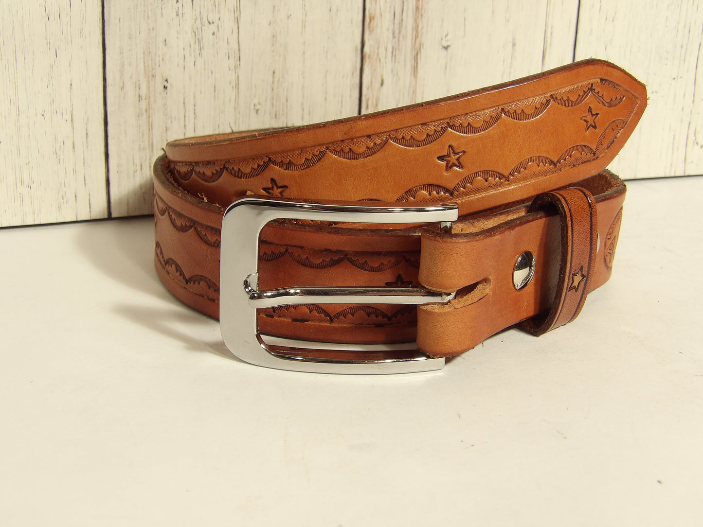 Girl Leather Belt ( Hand Stamped ) / Cinturon de piel para dama estampado