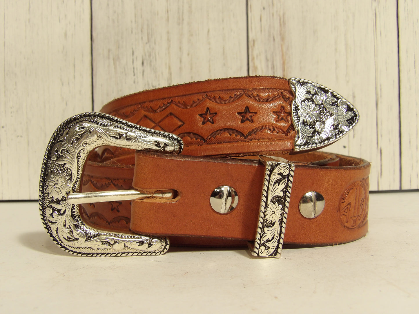 Cinturon de piel estampado para dama/ Girl Leather Belt ( Hand Stamped )