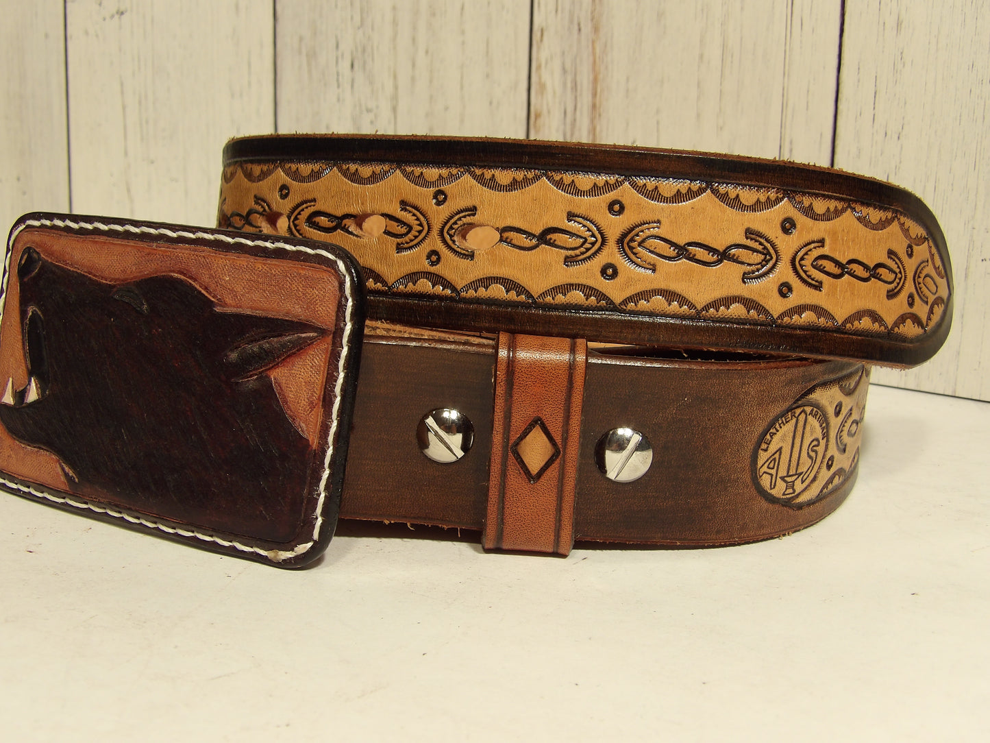 Cinturon Vaquero para hombre / Leather belt for men ( hand Stamped )