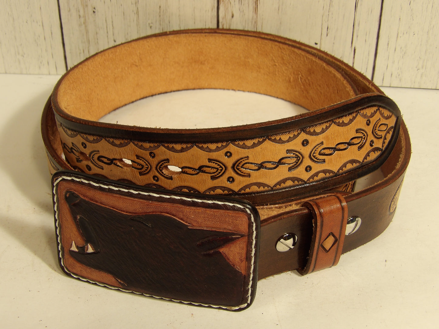 Cinturon Vaquero para hombre / Leather belt for men ( hand Stamped )