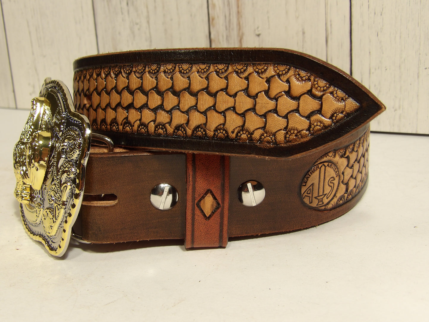 Cinturon Vaquero para Hombre / Cowboy Leather Belt ( Hand stamped )