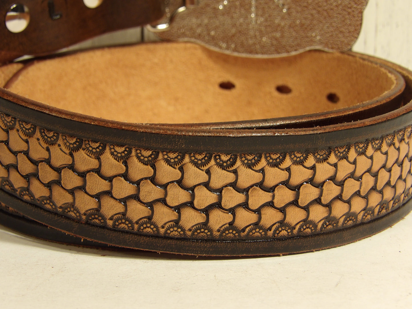 Cinturon Vaquero para Hombre / Cowboy Leather Belt ( Hand stamped )