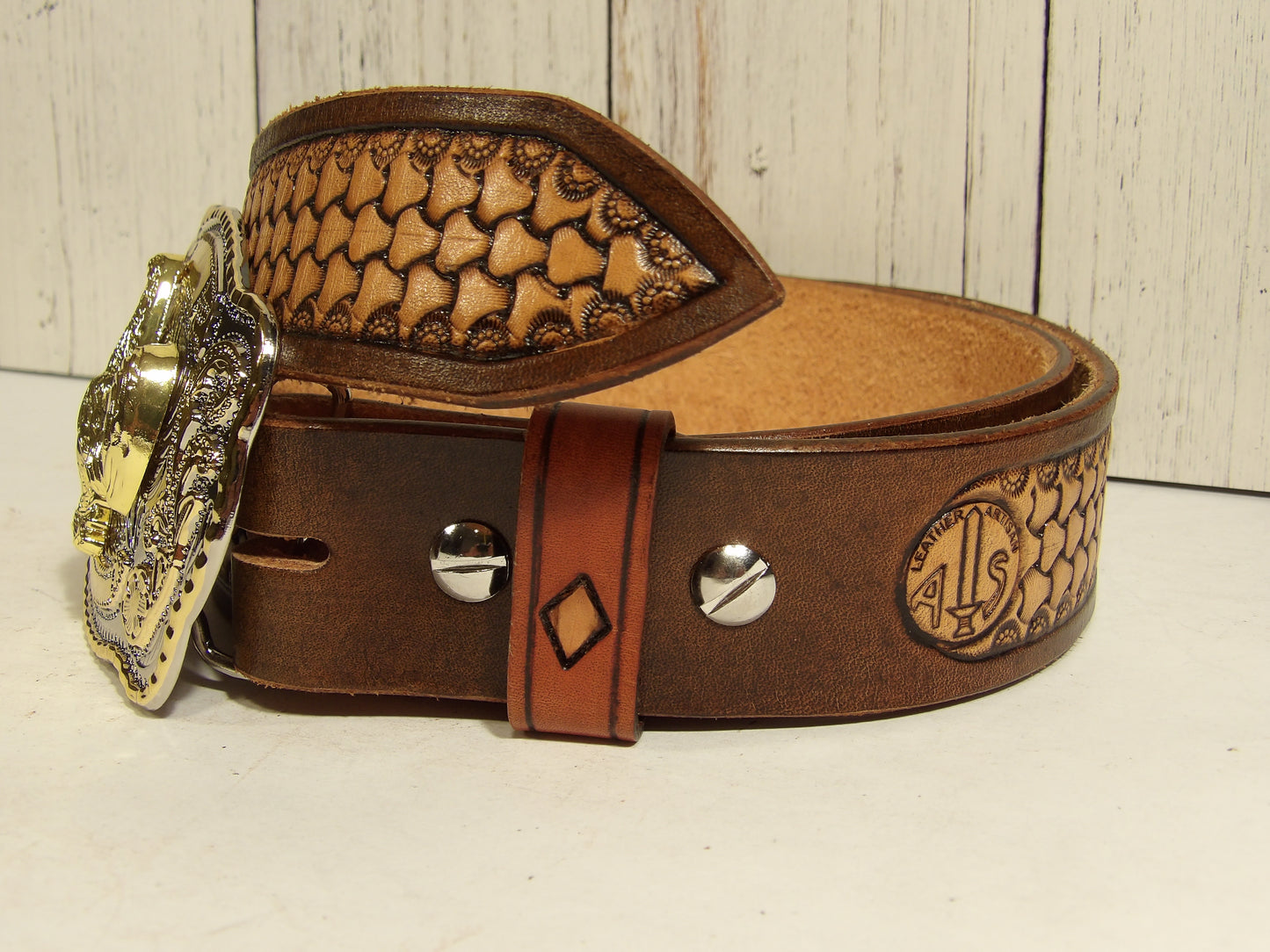 Cinturon Vaquero para Hombre / Cowboy Leather Belt ( Hand Stamped )