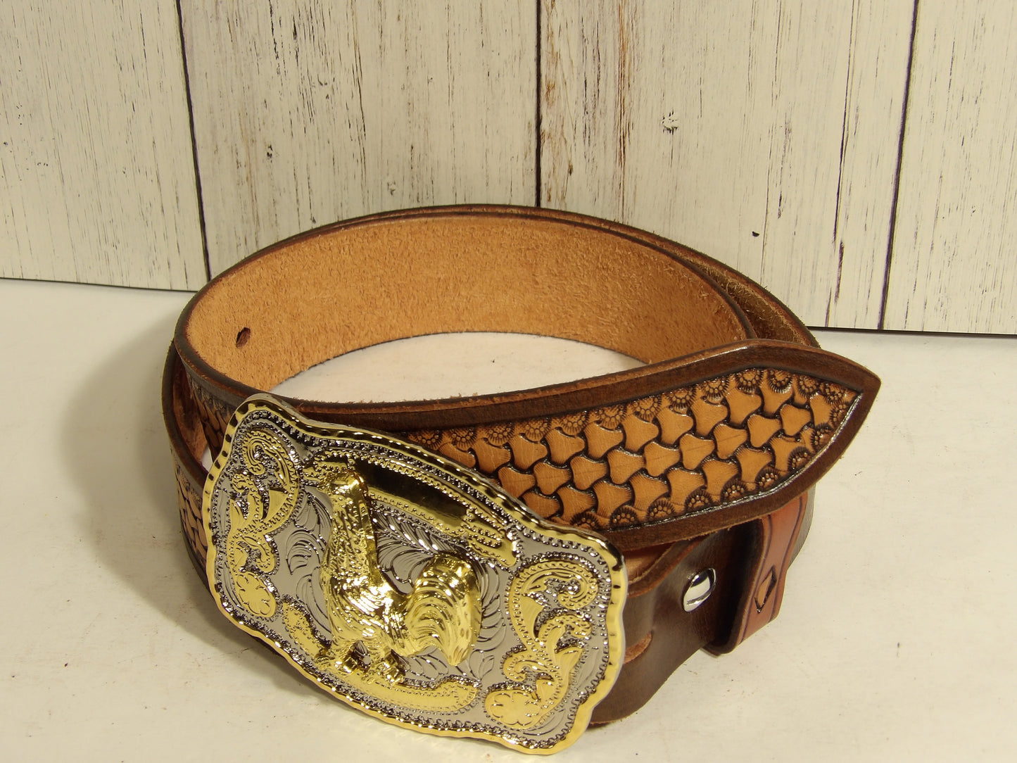 Cinturon Vaquero para Hombre / Cowboy Leather Belt ( Hand Stamped )