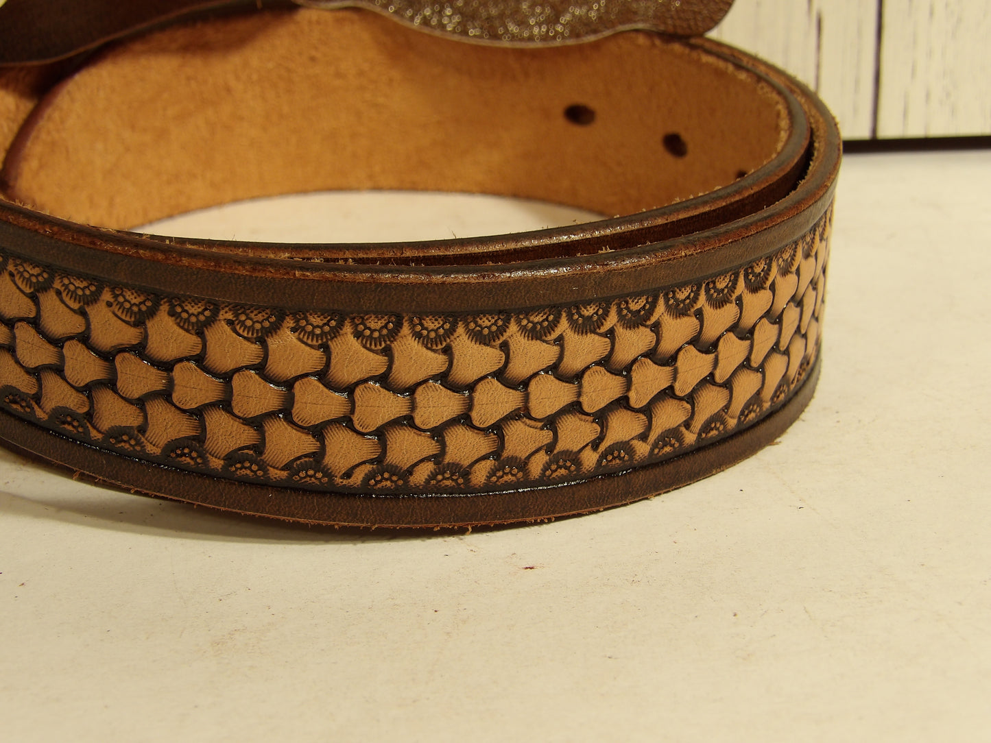 Cinturon Vaquero para Hombre / Cowboy Leather Belt ( Hand Stamped )