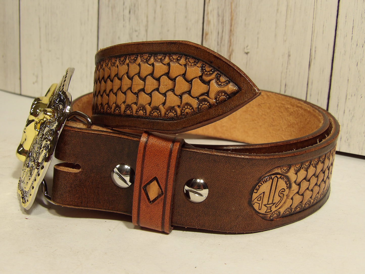 Cowboy Leather Belt (Hand Stamped ) Cinturon Vaquero para Hombre
