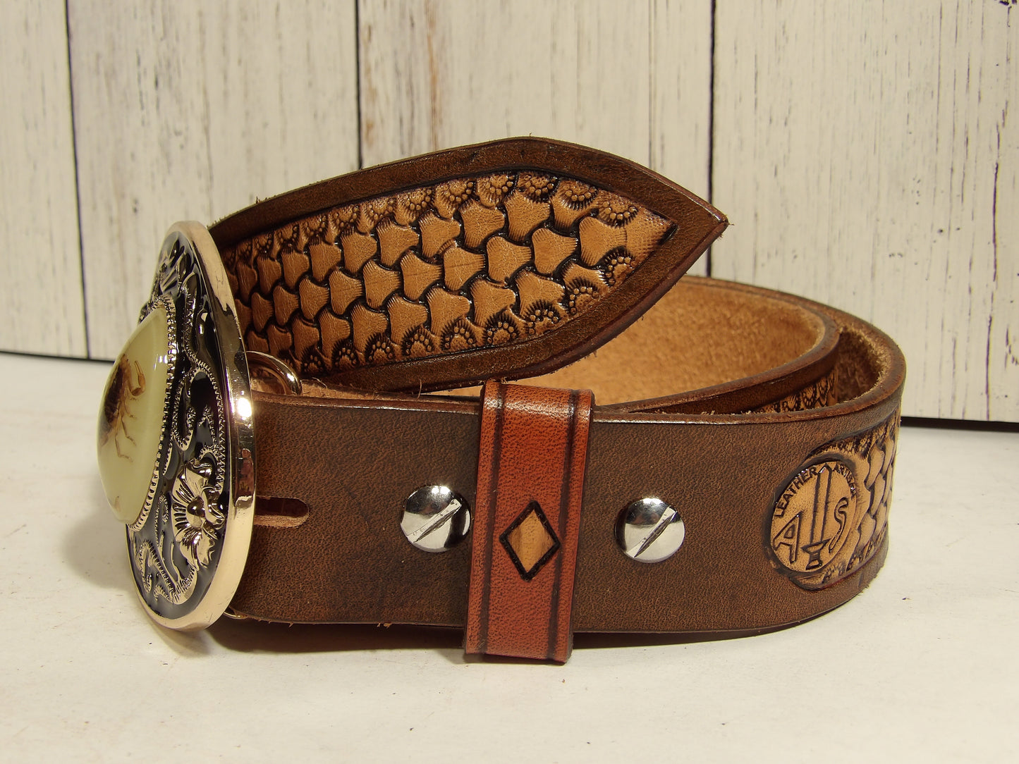 Cinturon Vaquero para Hombre / Cowboy Leather Belt for Men ( Hand Stamped )