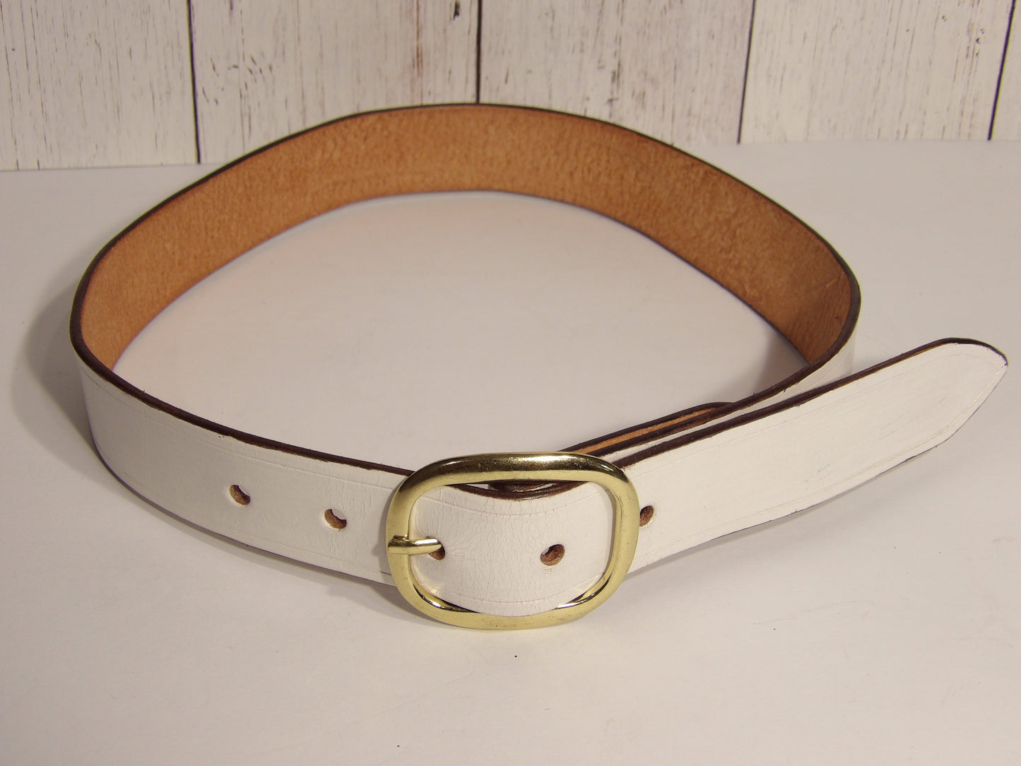 Kids leather belt ( White )